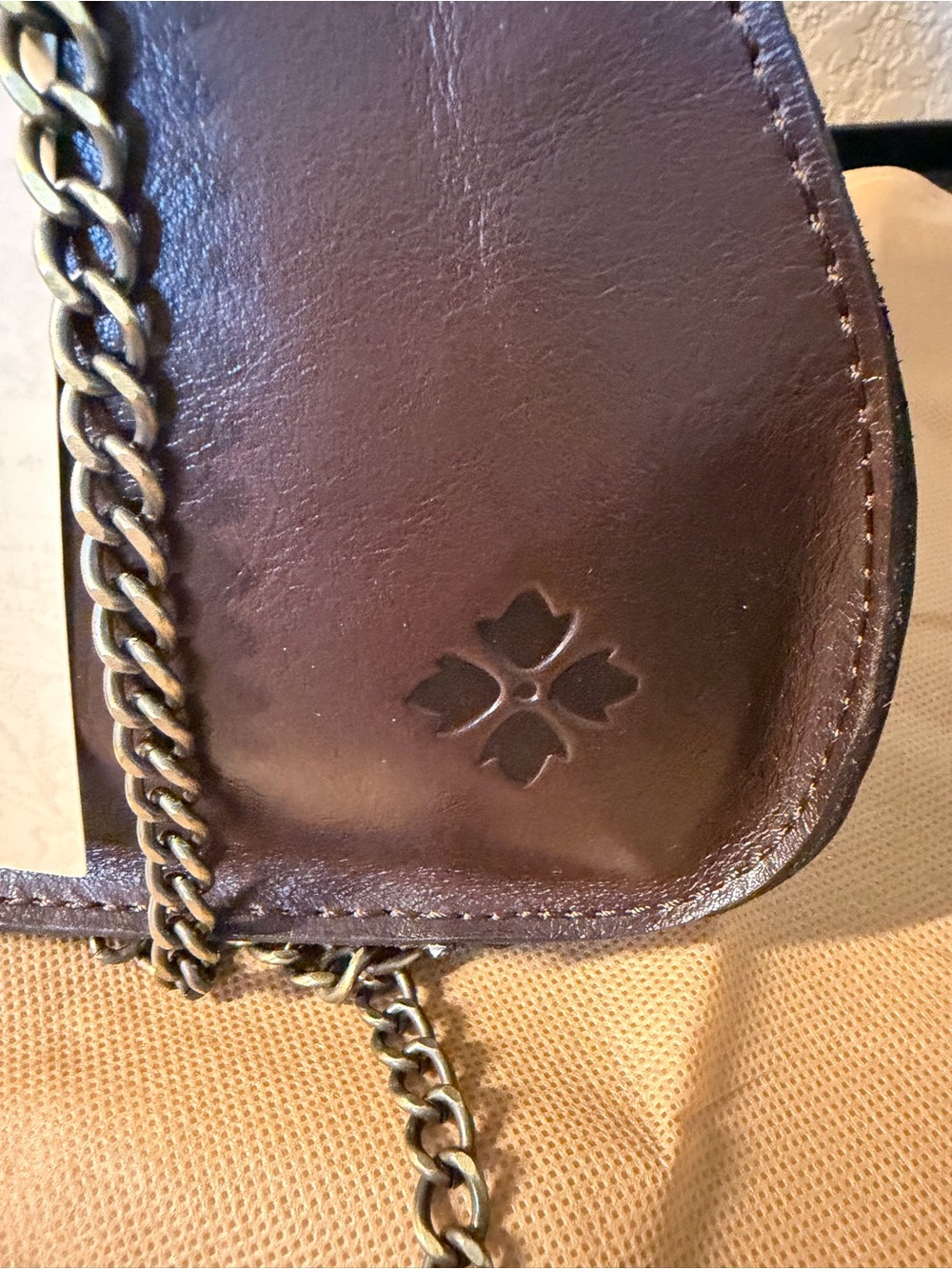 Patricia Nash Iridessa Choco Brn Leather Frame Crossbody Antique Gold Hardware - Picture 5 of 16